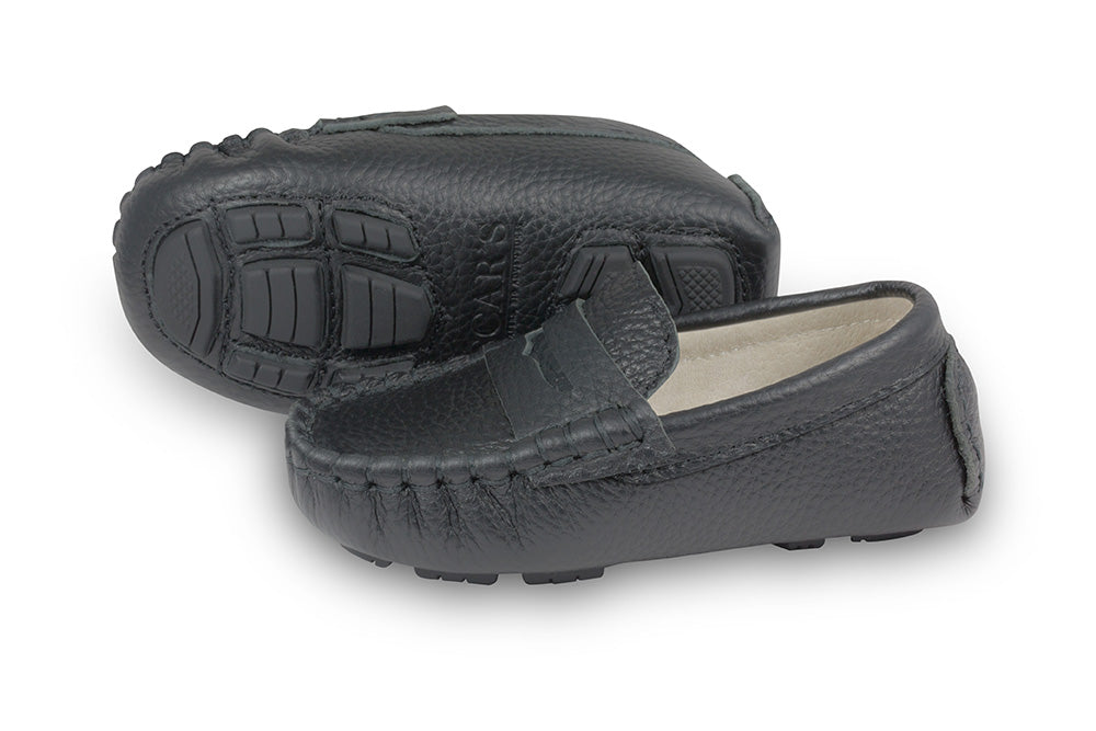 Boys black leather on sale loafers