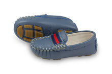 Boys mid blue leather loafers - Oscar's for Kids