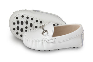 White Baby Suede Loafers - Oscar's for Kids