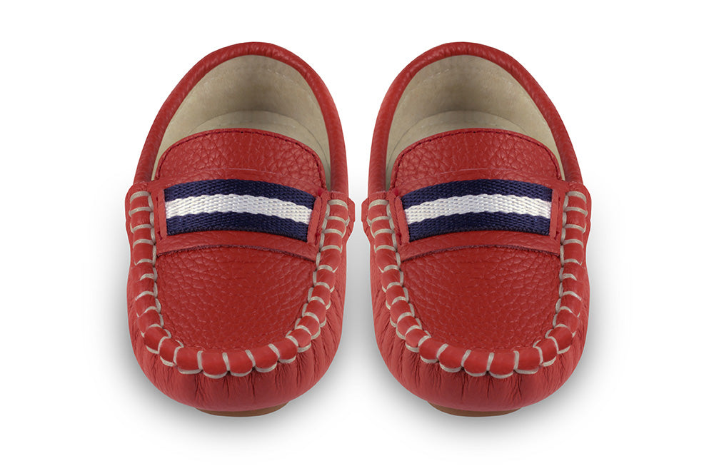 Boys red leather loafers Style Sorento