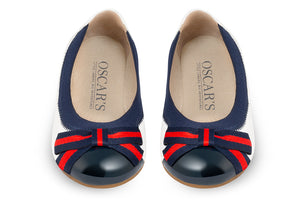 Girls white and navy ballet shoes - Oscar's for Kids